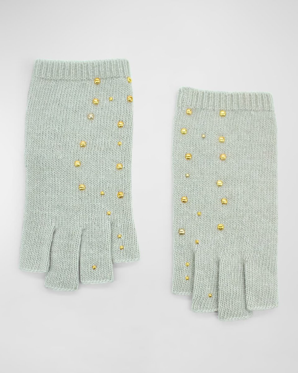 Cashmere Fingerless Gloves with Scattered Studs